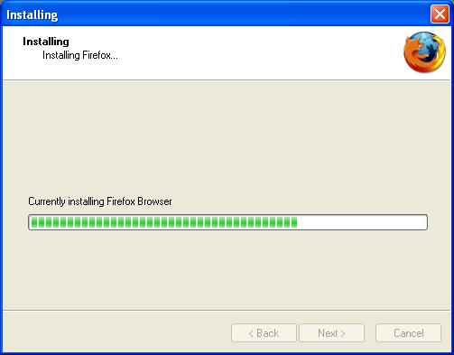 Firefox Installation Progress Screen