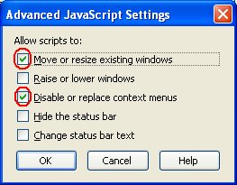 Firefox Options - Content - Advanced JavaScript