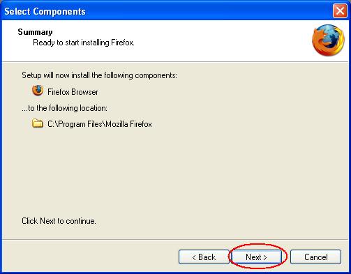 Firefox Confirmation Screen