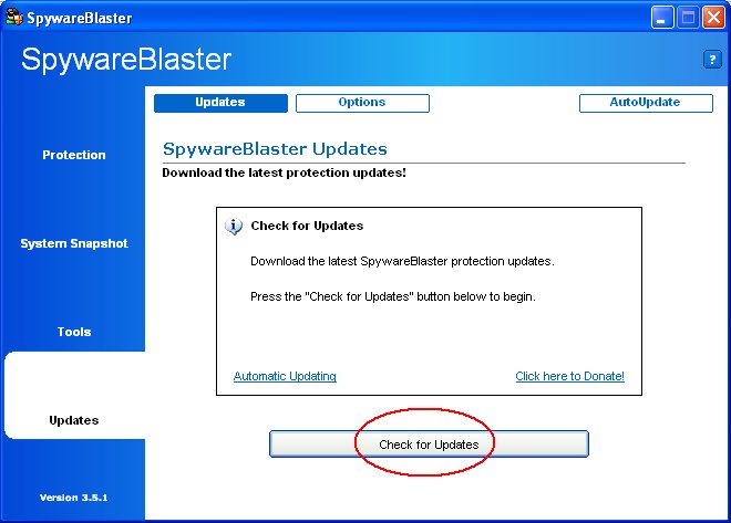 SpywareBlaster Update Screen