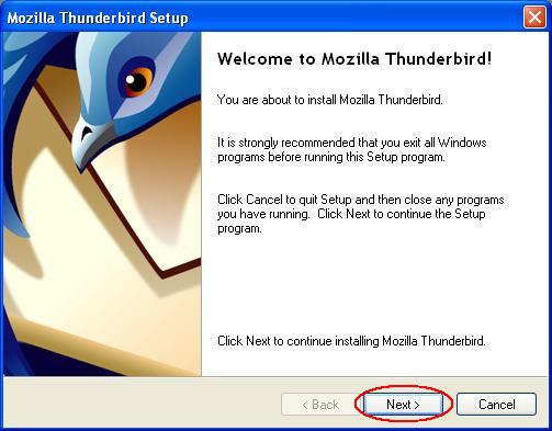 Thunderbird Setup Screen