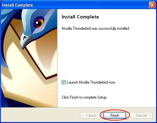 Thunderbird Setup Complete Screen